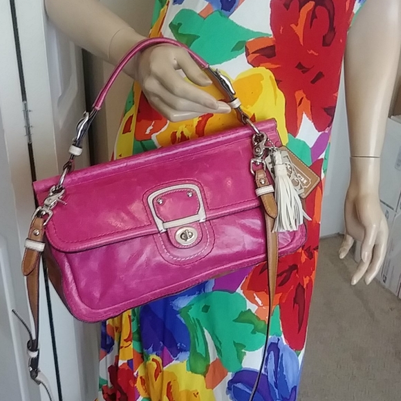 GORGEOUS COLORBLOCK WAXED GENUINE LEATHER 70th ANNIVERSARY COACH WILLIS BAG - Picture 15 of 17